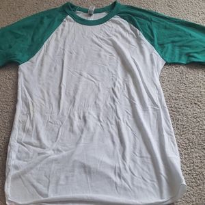 White and green baseball tee